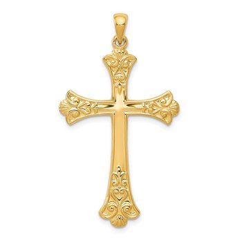 14k Fleur De Lis Cross Pendant