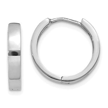 14k White Gold Round Hinged Hoop Earrings