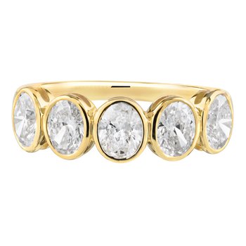 14K Yellow Gold 5 Bezel Set Oval Ring Diamond 1.00 Ctw