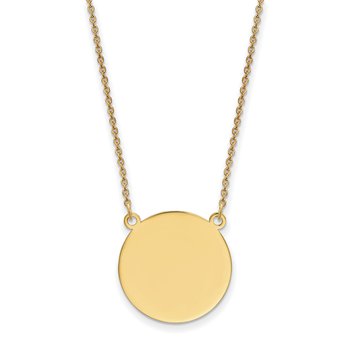 14k Plain .027 Gauge Circular Engravable Disc 18in Necklace
