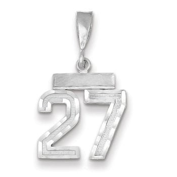 14kw Small Brushed Diamond-cut Number 27 Charm