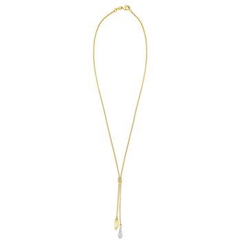 14K 18in Two-Tone Diamond Cut/ Textured Popcorn Necklace with Lobster Clasp