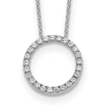 14k White Gold 1/4 carat Diamond Circle 18 inch Necklace