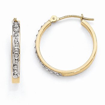 14k Diamond Fascination Round Hinged Hoop Earrings