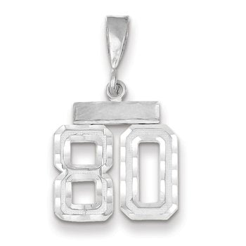 14kw Small Brushed Diamond-cut Number 80 Charm