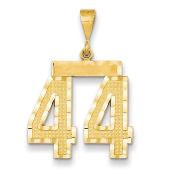 14k Large Brushed Diamond-cut Number 44 Charm