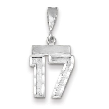 14kw Small Brushed Diamond-cut Number 17 Charm