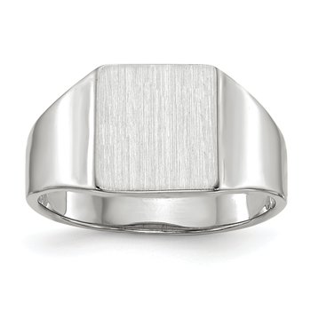 14k White Gold 8.5x9.5mm Closed Back Signet Ring