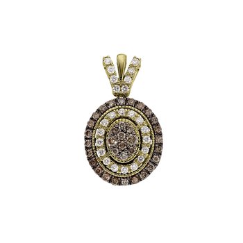 Cinnamon Dulce™ 14K Rose Gold Oval Pave Set Cognac With Double Halo Diamond & Cognac 0.61 Ctw