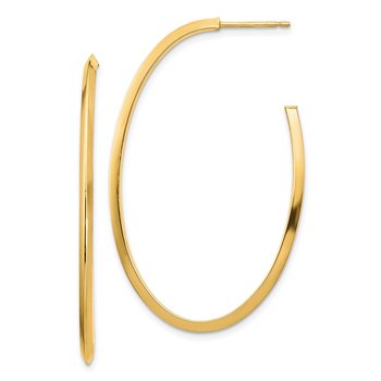 14k Polished Knife Edge Oval 2mm Post Dangle Earrings