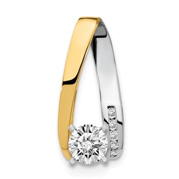 14k Two-tone Peg-Set AAA Diamond Semi-Mount Slide Fits up to 4mm Regular/6mm Fancy or Reversible Omega