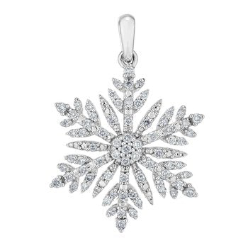 Diamond Frost™ 14kw White Gold Diamond Set Snowflake Polished Bail Pendant Diamond 0.50 Ctw