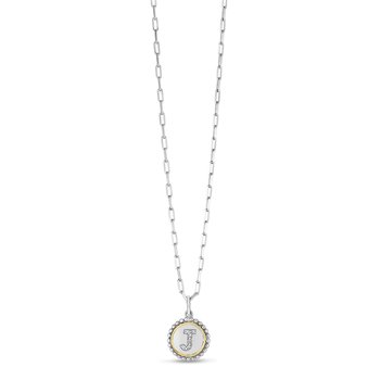 18K & Sterling Silver 20in Diamond Cut/ Textured Necklace with Pear Shaped Lobster Clasp