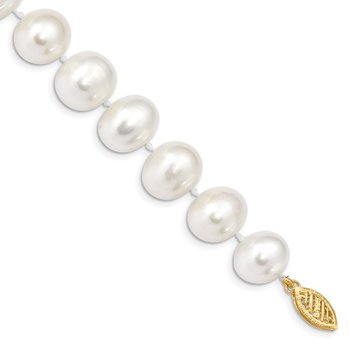 14k 11-12mm White Near-Round Freshwater Cultured Pearl 18 inch Necklace
