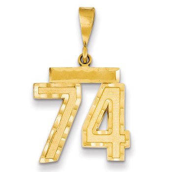 14k Medium Diamond-cut Number 74 Charm