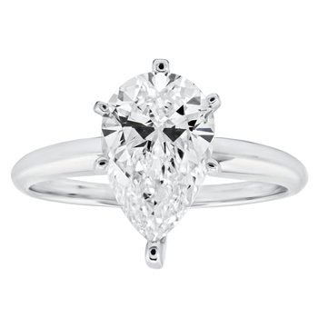 VERDE™ 14k White Gold Prong Set Solitaire Pear-Shape Ring 1.00 Ctw LAB GROWN DIAMONDS