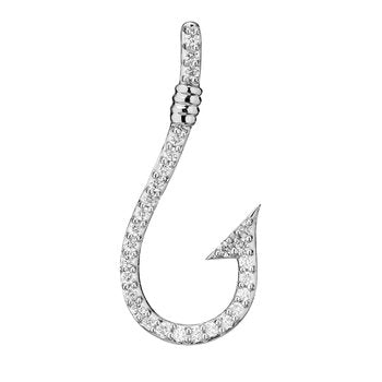BluSea™ 14k White Gold Pendant Pave Set Fish Hook Hidden Bail Diamond 0.15 Ctw