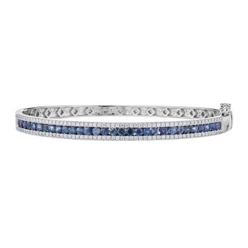 Majestic Gems™ 14k White Gold Channel Set Color with Diamond Rails Blue Sapphire & Diamond 5.35 Ctw