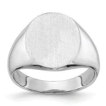 14k White Gold 13.5x14.0mm Closed Back Signet Ring