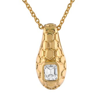 Textura™ 14K Yellow Gold Textured Bezel Set Emerald Cut Diamond 0.15 Ctw