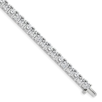 14k White Gold Complete 17 carat Round AA Diamond 4-prong 7 inch Tennis Bracelet