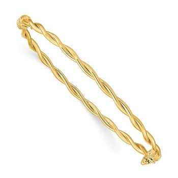 14K Polished and Twisted 2.90mm Hinged Oval Bangle Bracelet