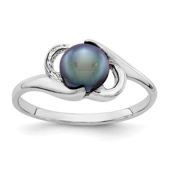 14k White Gold 5.5mm Black FW Cultured Pearl ring