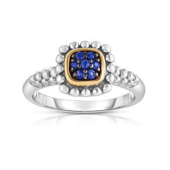 18K & Sterling Silver Polished Quadra Birthstone Size-7 Ring