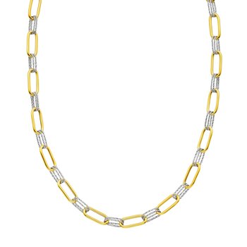 14K Two-tone Diamante Paperclip Chain