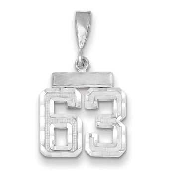 14kw Small Brushed Diamond-cut Number 63 Charm