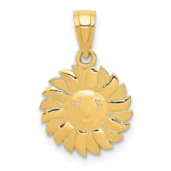 14k Polished Sun with Face Pendant