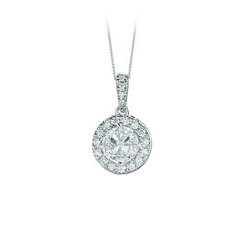 Compozit™ 14K White Gold Round Shape Halo Diamond Set Bail Pendant Diamond 0.50 Ctw Cutting Edge Technology