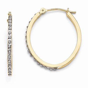 14k Diamond Fascination Oval Hinged Hoop Earrings