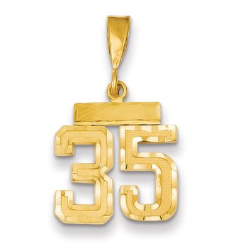 14k Small Brushed Diamond-cut Number 35 Charm