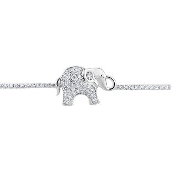 ZooLightful™ 14k White Gold Pave Elephant Hinged Bangle Diamond 0.49 Ctw