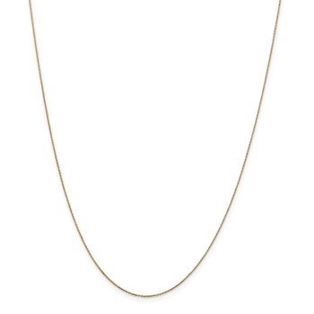 14K 14 inch .6mm Diamond-cut Round Open Link Cable with Spring Ring Clasp Chain