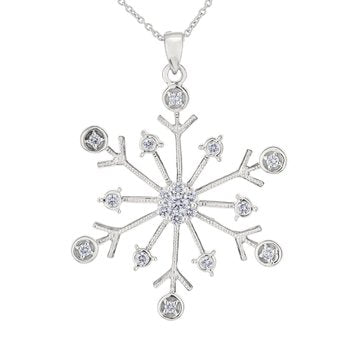 Diamond Frost™ 14k White Gold Asymmetrical Snowflake Diamond Set Pendant Diamond 0.25 Ctw