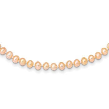 14k 4-5mm Pink Near-Round Freshwater Cultured Pearl 16 inch Necklace
