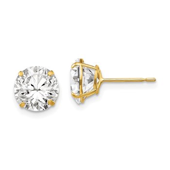 14k 8mm Round CZ Post Earrings
