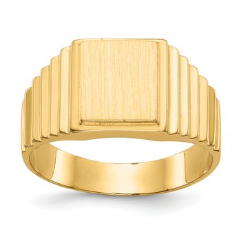 14k 8.5x10.0mm Open Back Mens Signet Ring