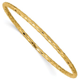 14k Polished Textured 3.00mm Slip-on Round Bangle Bracelet