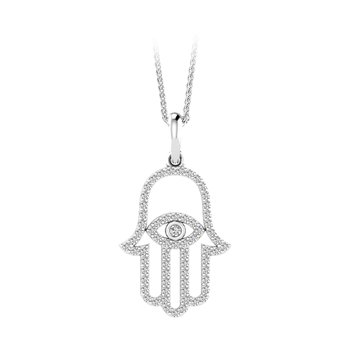 14K Yellow Gold Pendant Cutout Hamsa Pave Set Diamond 1.00 Ctw