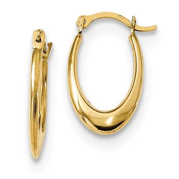 14k Polished Hollow U-Shaped Hoops