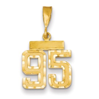 14k Small Brushed Diamond-cut Number 95 Charm
