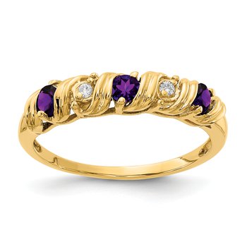 14k 2.75mm Amethyst VS Diamond ring