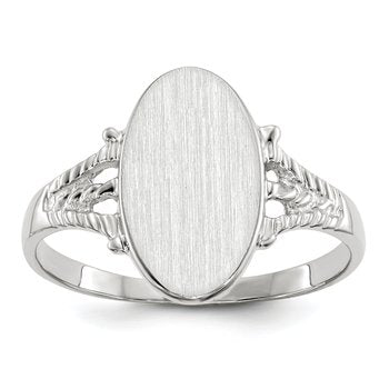 14k White Gold 8.5x13.5mm Closed Back Signet Ring