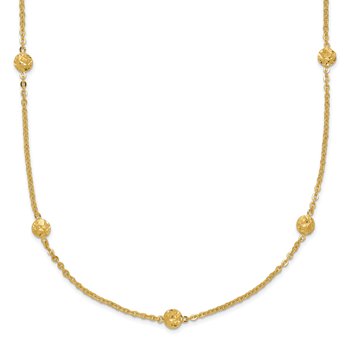 14k Polished Diamond-cut Tiny Puffed Circles 15-Station 18 inch Necklace