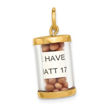 14K 3-D Mustard Seeds Matthew 17 Scroll Pendant