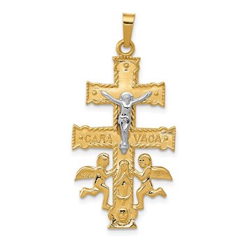 14k Two-tone Cara Vaca Crucifix Pendant