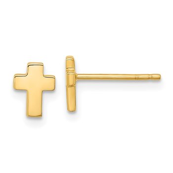 14k Gold Polished Cross Post Earrings